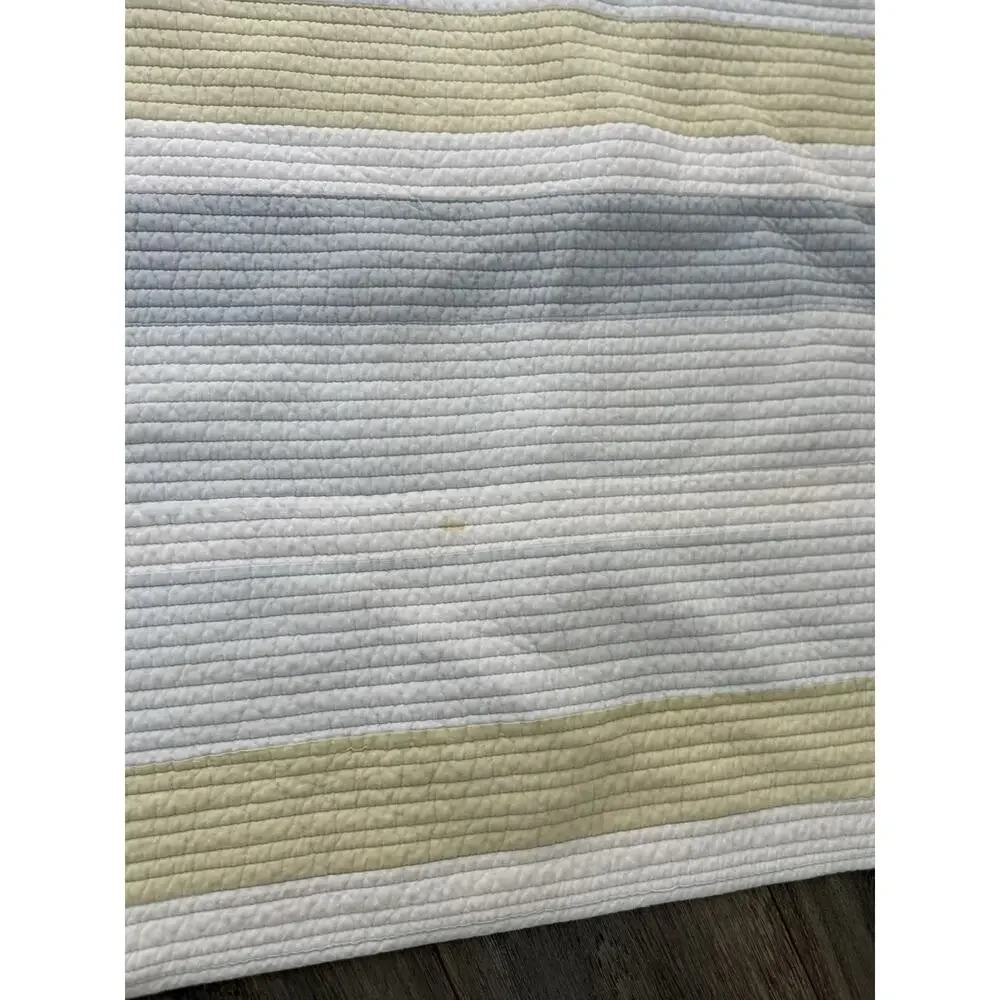 Storehouse Cotton Quilt Queen/Full White Blue Yellow Reversible Coastal Cottage